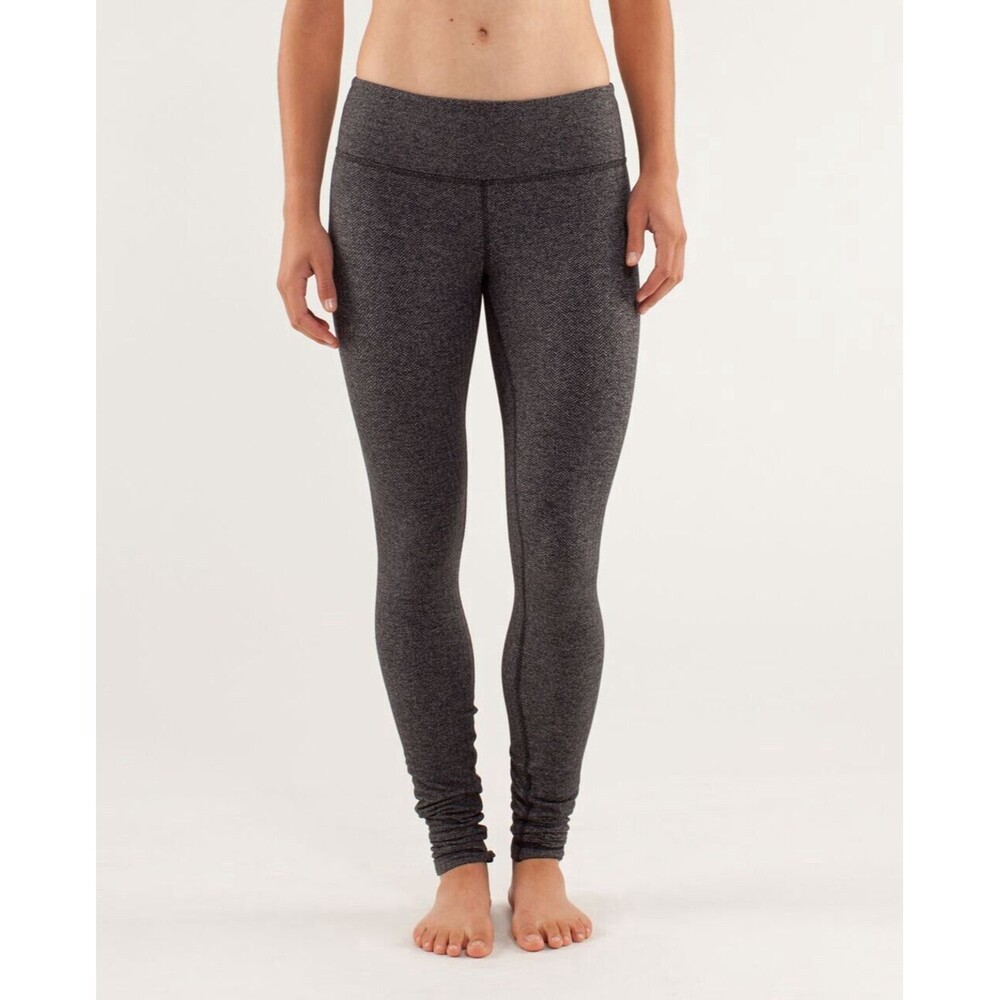 Lululemon Wunder Under Legging Herringbone Grey Black Size 4 Athletic Yoga Pant